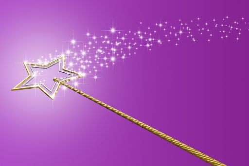紫の背景に星のステッキ