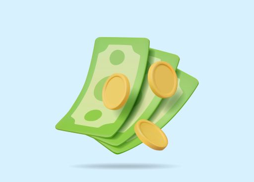 緑のお札と黄色いコインのイラスト