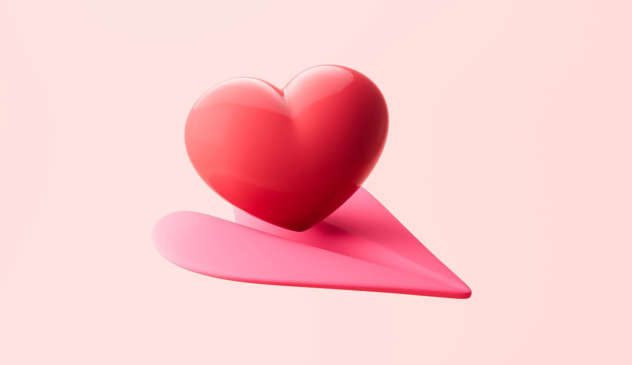ピンクのハートの上に立体のハート